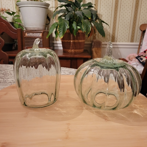 FARMHOUSE Bubble Recycled Glass Pumpkin set. - Picture 1 of 4